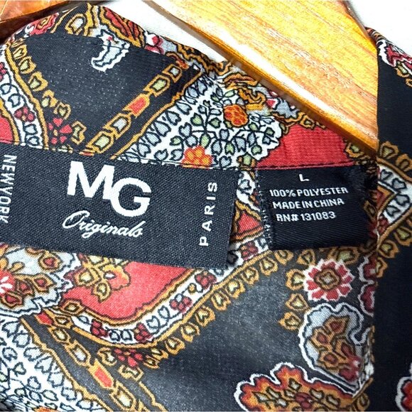 MG Originals Womens Long Sleeve Paisley Button-Up Shirt Size L 100% Polyester Bo - Picture 3 of 5